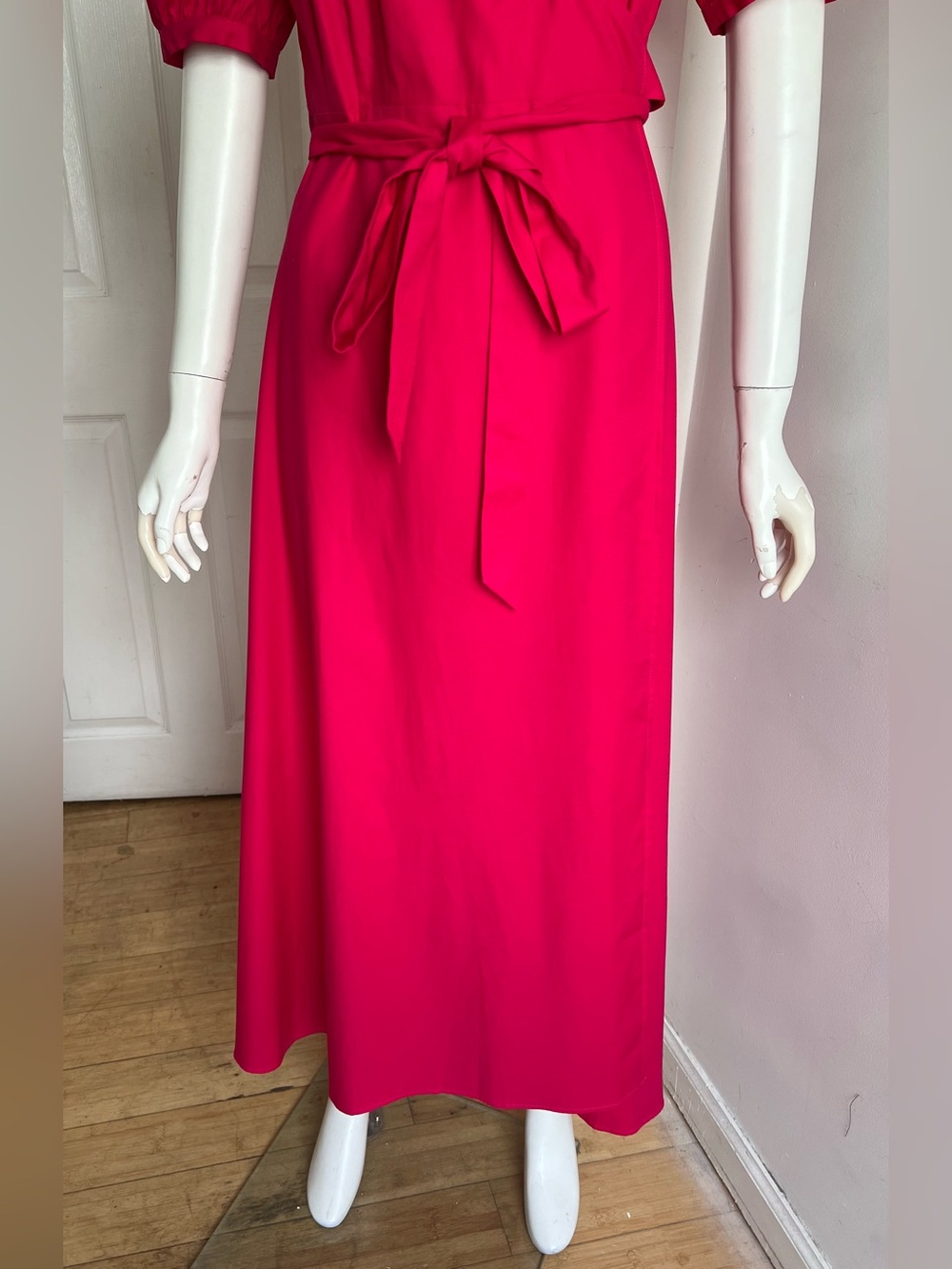 NWT Reformation Kaelie Wrap Midi Dress Puff Sleeves V-neck Pink Organic Cotton M - Picture 6 of 12